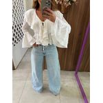 Calça Wide Leg Jeans Marmorizada