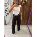 Calça Wide Leg Jeans Marrom 