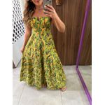 Vestido Longo Estampado Floresta De Passarinho Farm