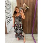 Vestido Cropped Flor De Fita Preto Farm