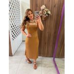 Vestido Midi Slim Fit Canelado Caramelo Colcci 