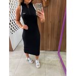 Vestido Preto Midi Slim Decote V Com Zíper Colcci