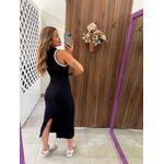 Vestido Preto Midi Slim Decote V Com Zíper Colcci