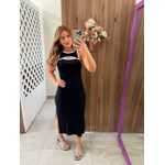 Vestido Midi Slim Fit Canelado Preto Colcci