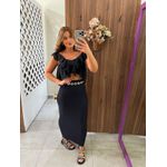 Saia Preta Midi Corte Sereia Colcci