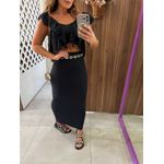Saia Preta Midi Corte Sereia Colcci