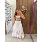 Saia Crochê Branca Midi Olivia 