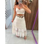 Saia Crochê Cru Midi Olivia