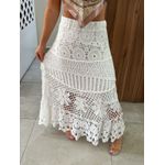 Saia Crochê Branca Midi Olivia 