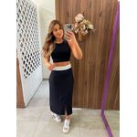 Saia Midi Com Fenda Frontal Preta Colcci Sport