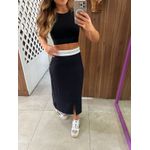 Saia Midi Com Fenda Frontal Preta Colcci Sport