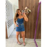 Top Jeans Escuro Tomara que Caia Brilhos 