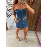 Top Jeans Escuro Tomara que Caia Brilhos 