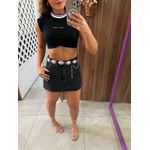 Cropped Slim Canelado Drapeado Frontal Preto Colcci Sport 