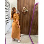 Vestido Caramelo Midi Comfort com Fenda Colcci 