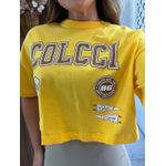 Camiseta Cropped Com Estampa Amarela Colcci 