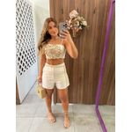 Top Cropped Maxi Flor E Miçangas Lez a Lez