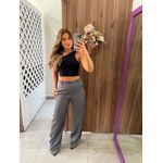 Calça Wide Leg Alfaiataria Cinza