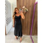 Vestido Midi Acetinado Preto Lily