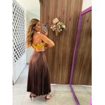 Saia Midi Plissada Marrom Aurora 