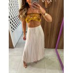 Saia Midi Plissada Bege Aurora