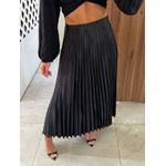 Saia Midi Plissada Preta Aurora 