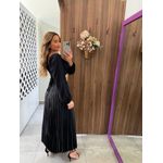 Saia Midi Plissada Preta Aurora 