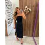 Vestido Preto Midi Sem Alças Com Franzido Lateral Colcci