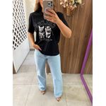 Camiseta Feminina Estampada Gatinhos Preta Colcci