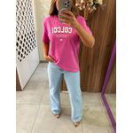 Camiseta Com Logo Em Estampa Frontal Rosa Colcci 