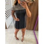 Gola Preta Bordada Em Pedraria Com Correntes