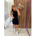 Vestido Curto Slim Canelado Preto Colcci Sport 