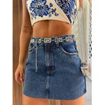 Saia Jeans Curta Cintura Alta E Barra Desfiada Lez a Lez