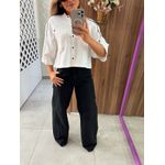 Calça Wide Leg Sarja Preta Nxo