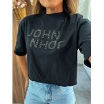 T-shirt Doodle Preta Aplicações John John