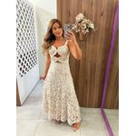 Vestido Longo Bordado Em Renda Cru
