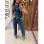 Colete Jeans Escuro Listras Nxo