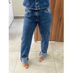 Calça Jeans Escura Reta Listras Nxo