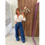 Calça Wide Leg Jeans Escuro Leila Nxo