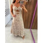 Vestido Longo Bordado Em Renda Nude