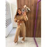 Calça Wide Leg Estampada Caramelo Colcci Sport 