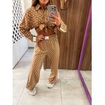 Calça Wide Leg Estampada Caramelo Colcci Sport 