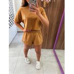 Short Feminino Moletinho Caramelo Bordado Colcci Sport
