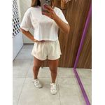 Short Feminino Moletinho Creme Bordado Colcci Sport 