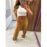 Calça Wide Leg Com Listras Nude Colcci Sport