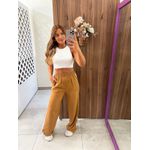 Calça Wide Leg Com Listras Nude Colcci Sport