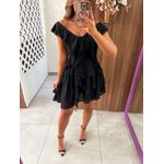 Vestido Babados Mel Preto