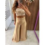 Calça Pantalona Cetim Nude 