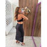 Vestido Midi Preto Recortes