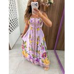 Vestido Longo Estampado Lilás Mari